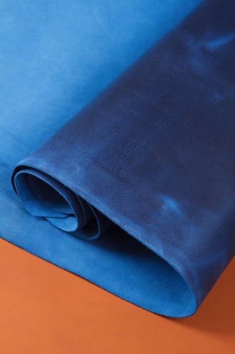 Blue crazy genuine leather - crazy,
