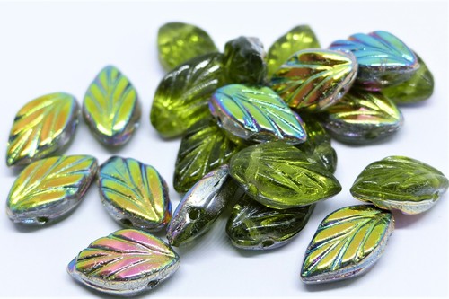 Czech glass leaf drop - 11(mm),