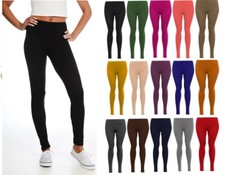 WOMEN LEGGINGS WITH ELASTICATED WAIST LADIE'S VISCOSE LYCRA PLAIN STRETCHY SOFT