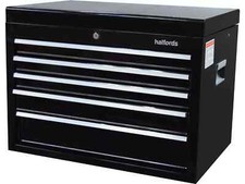 New Halfords 5 Five Drawer Tool Box Top Chest in Black 575255  66.1x48.2x43.5cm