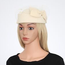 Womens Hat Gift Derby Vintage Beret Church Fascinator 1920s Cap Props Felt Veil