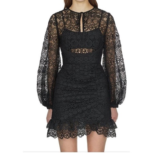 Self portrait black floral - black,