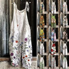 Women Cotton Linen Dungarees