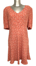 Beautiful M & S GHOST patterned Coral Crepe dress. Size 16UK
