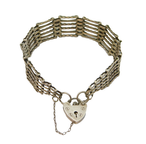 Sterling silver heart padlock - silver,