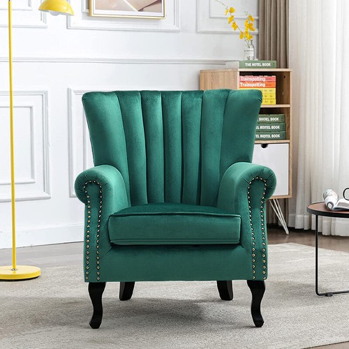Green velvet scallop shell - green,