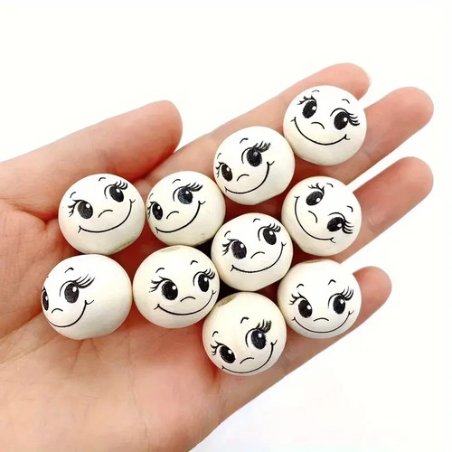 Wooden doll head beads - wooden,
