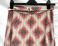 M&S Autograph UK 12 Skirt, Cream / Ecru Pink Purple, Sunray Pleated, Belt, Smart