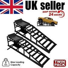 5 ton Hydraulic Car Ramps 2PC Heavy Duty Garage Auto Van Bottle Lift Jack Ramp