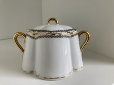 Haviland France Limoges Sugar Bowl Gilt Handpainted Porcelain 