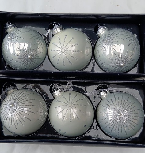 Ivory glass christmas baubles - ivory,