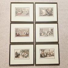 6 X Thomas Rowlandson Vintage Prints  'The History Of Johnny Quae Genus' Framed