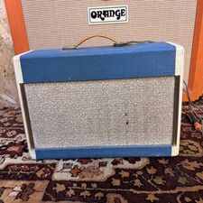 Vintage 1950s Blue Cream British Small Valve Amplifier Combo w Celestion Speaker