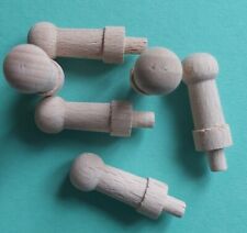 10x DEFECT Miniature Wooden Shaker Pegs Knobs Unfinished Wood Mini HANGERS