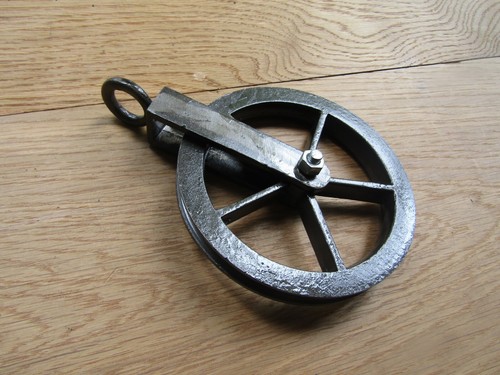 Rustic iron pulley cable wheel - rustic,