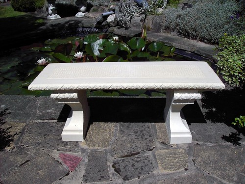 Stone garden bench - garden,