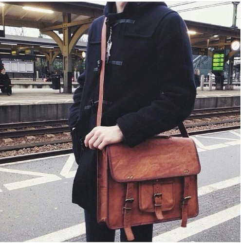 Men genuine leather vintage - men's,
