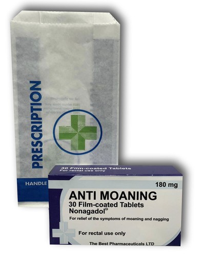 Anti moaning novelty joke pill - moaning,