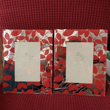 Pair Of Red Leaf & Mirror Design Photo Frames To Fit Photos 10.3cm X 15.3cm