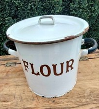 Vintage retro enamel flour bin