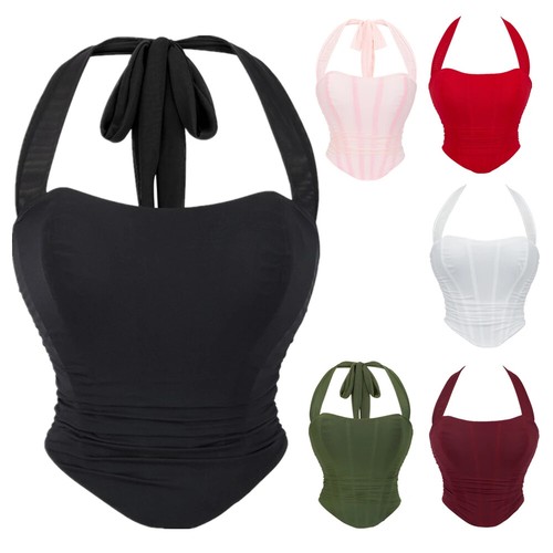 Corset halter crop top - halter,