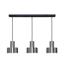 Litecraft Russ Ceiling Pendant Industrial Style Diner E27 3 Light - Satin Nickel