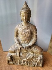 Vintage Heavy Bronze Sitting Buddha Sculpture  20cm Tall
