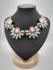 Pastel Coloured Gold Tone Statement Necklace 12" + 3" Extender 