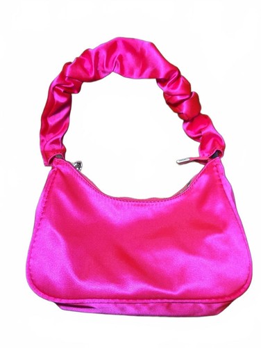 Hot pink satin mini shoulder - satin,