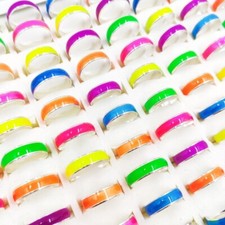 6mm Neon Aluminium Mens/Womens Wedding Band Ring - 6 Colours Available