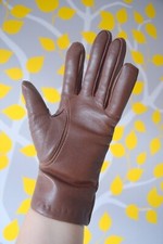 VINTAGE debenhams faux sheepskin leather brown gloves SIZE SMALL