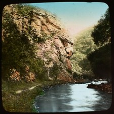 HAND COLOURED Magic Lantern Slide LION ROCK DOVEDALE C1890 PHOTO