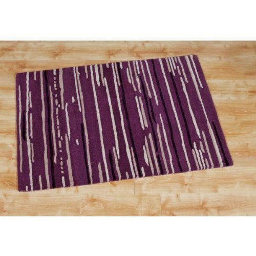 Plum stripe 100 wool rug - plum,