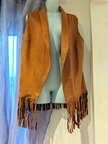 Brown faux suede - suede, fringe