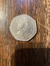 1988 GIBRALTAR 50p Fifty Pence Candytuft Flower RARE AC Die Mark Circulated Coin