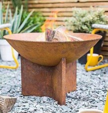 Fire Pit Oxidised Steel Rust Look Fire Bowl Patio Garden Heater Modern Autumn BN