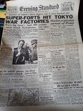 REPRODUCTION WW2 EVENING STANDARD NEWSPAPER MAY/19 /1945 SUPER-FORTS HIT  TOKYO