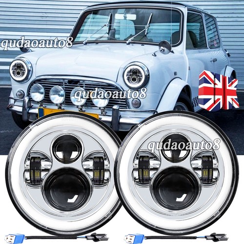 Pair round led headlights - 7",