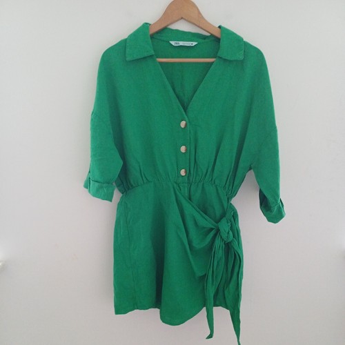 Zara green linen playsuit - zara,