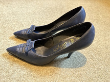 Ladies Navy  1950’s Vintage Pointed Court Shoes Size 6 .5 Elegay Festif shoe