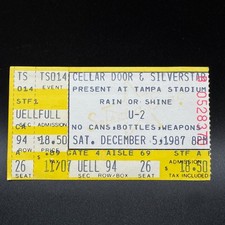 U-2 CONCERT TICKET STUB, DEC 5 1987, TAMPA STADIUM