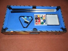 MINATURE POOL TABLE WITH BALLS AND ACCESSORIES,60CM LONG,30CM WIDE,14CM HIGH