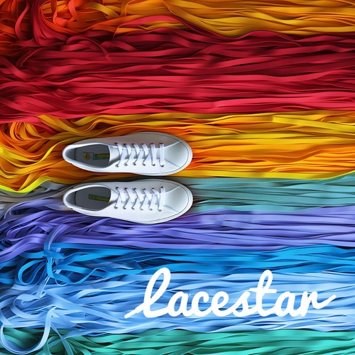 Flat coloured shoe - shoe, laces