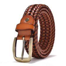 Woven Leather Belts Men Braided Waist Belt 3.5cm Width Adjustable Waistband