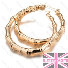 7cm chunky BAMBOO HOOP EARRINGS 2.75"BIG gold/silver fashion hoops large round