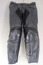 DAINESE BLACK LEATHER BIKER TROUSERS WITH KNEE/SHIN CE ARMOUR: WAIST 34"/LEG 29"