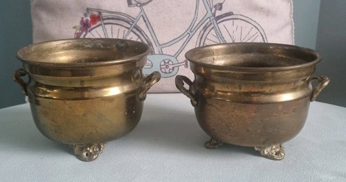 Small vintage footed brass - footed,