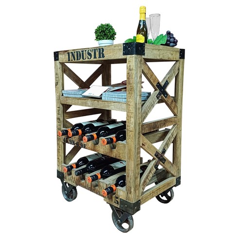 Wine trolley table rustic - trolley,