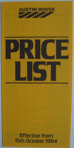 Austin rover price list - austin,