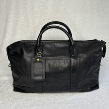 Coach Black Leather Weekender Boston Duffel Travel Luggage Weekend Bag